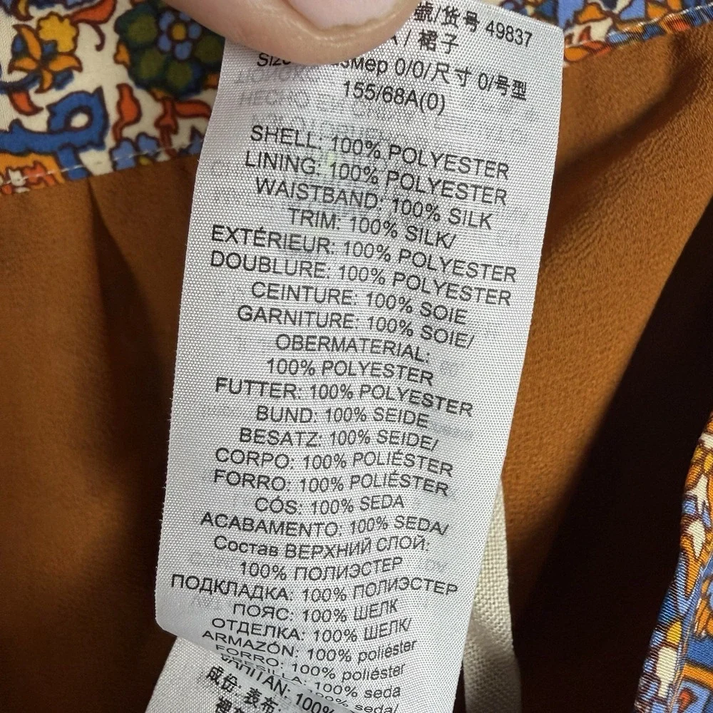 Tory Burch Womens Size 0 Orange Organza Pleated Silk True Wrap Quincy Skirt‎
